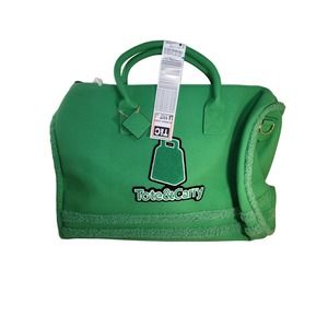 Tote&Carry Green Sherpa Duffle Bag Gold Zipper